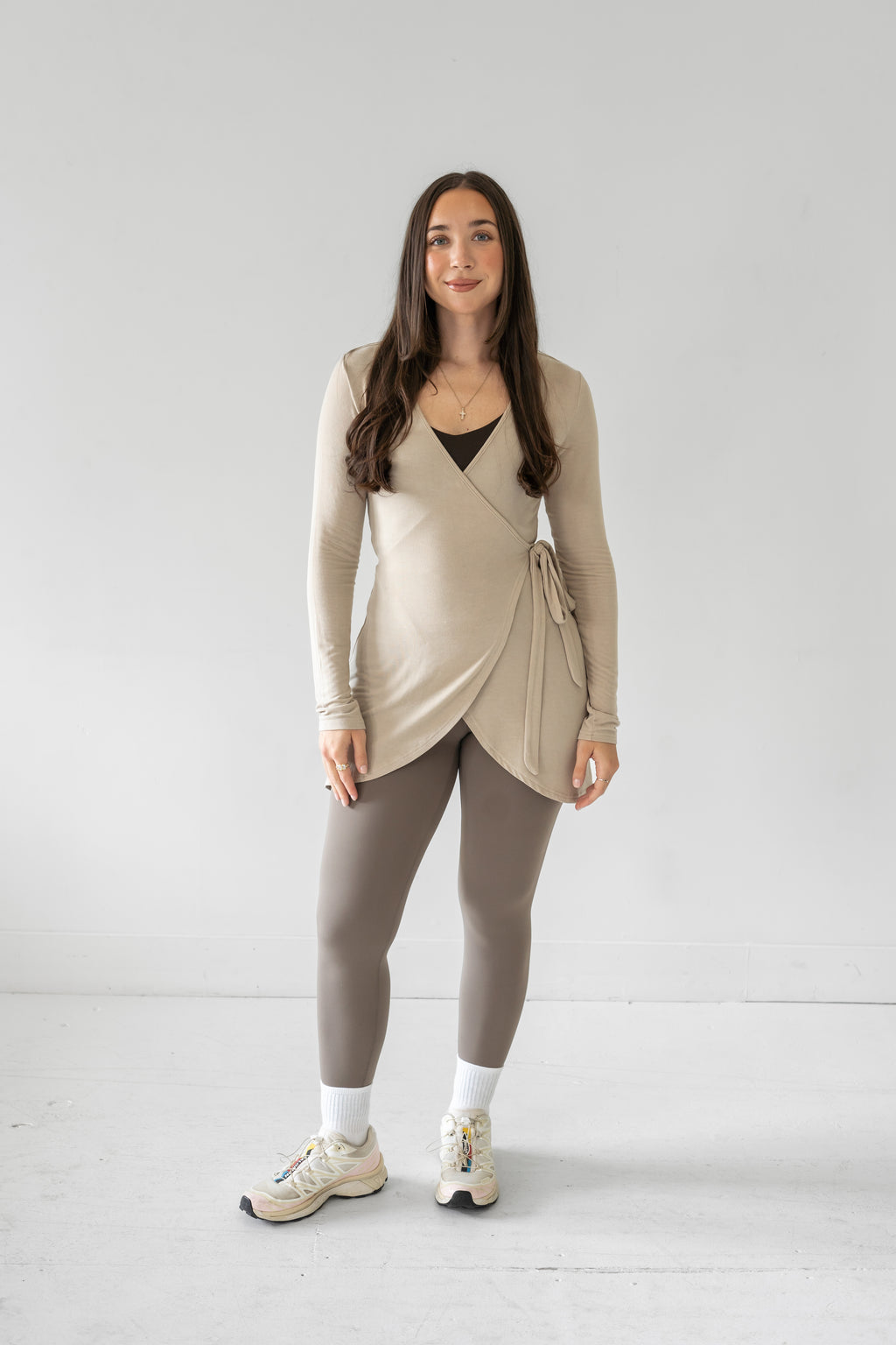 The Signature Wrap Top - Warm Grey