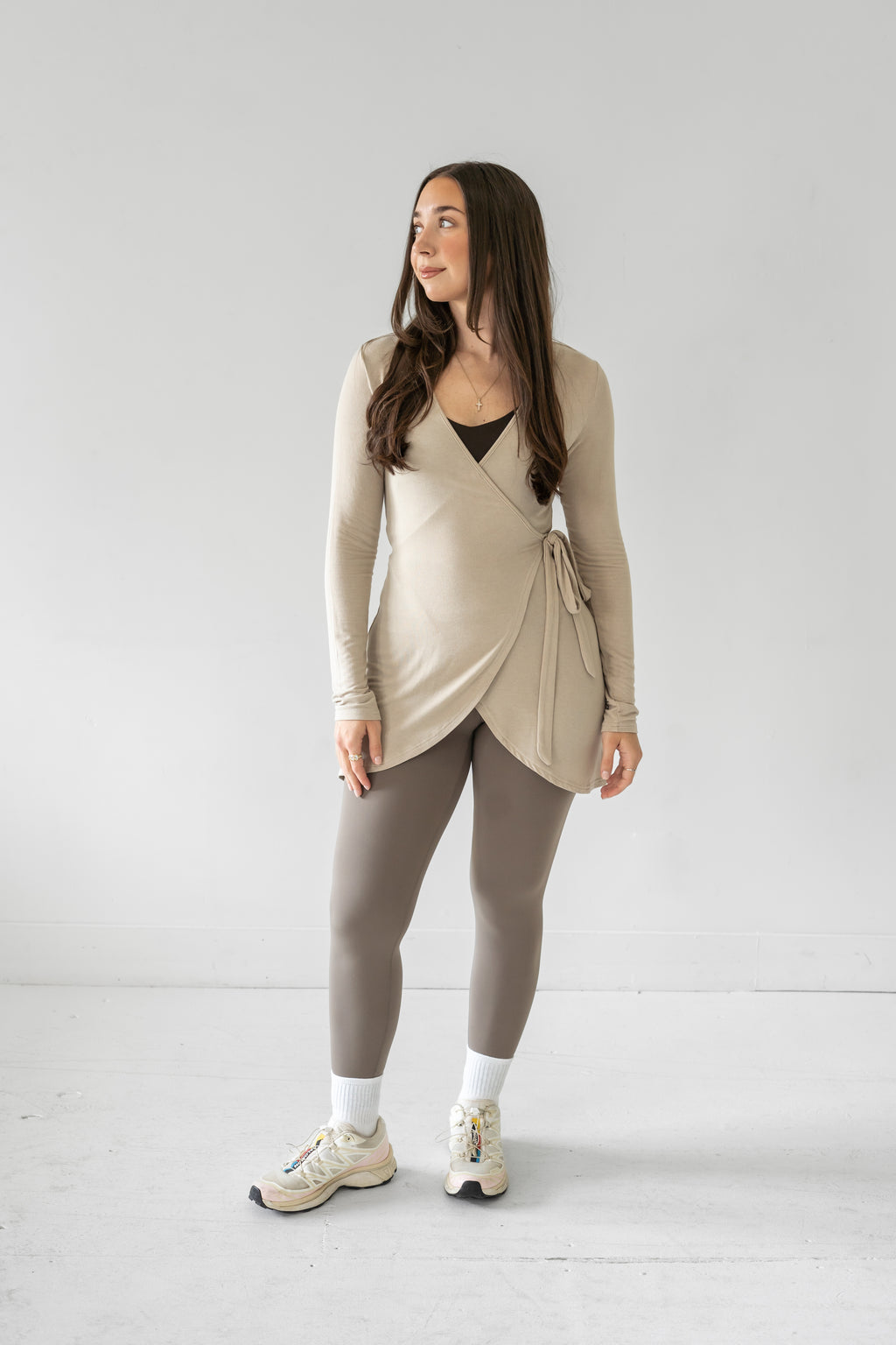 The Signature Wrap Top - Warm Grey