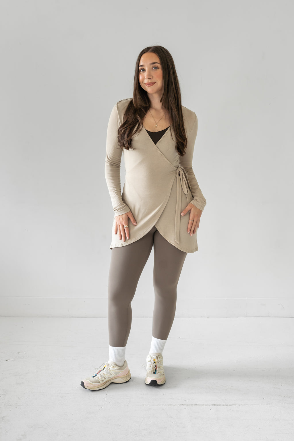 The Signature Wrap Top - Warm Grey